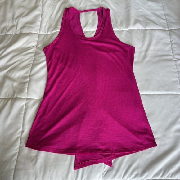 Athleta Tank Top Womens XS Drape Open Back Scoop Neck Sleeveless Magenta Pink - Picture 1 of 5